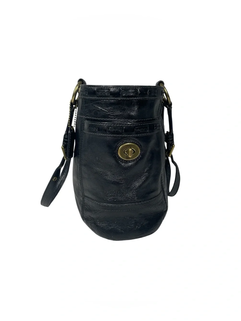 Coach Gallery Patent Laced Leather Tote Bag Handbag Purse Black 11500 Satchel